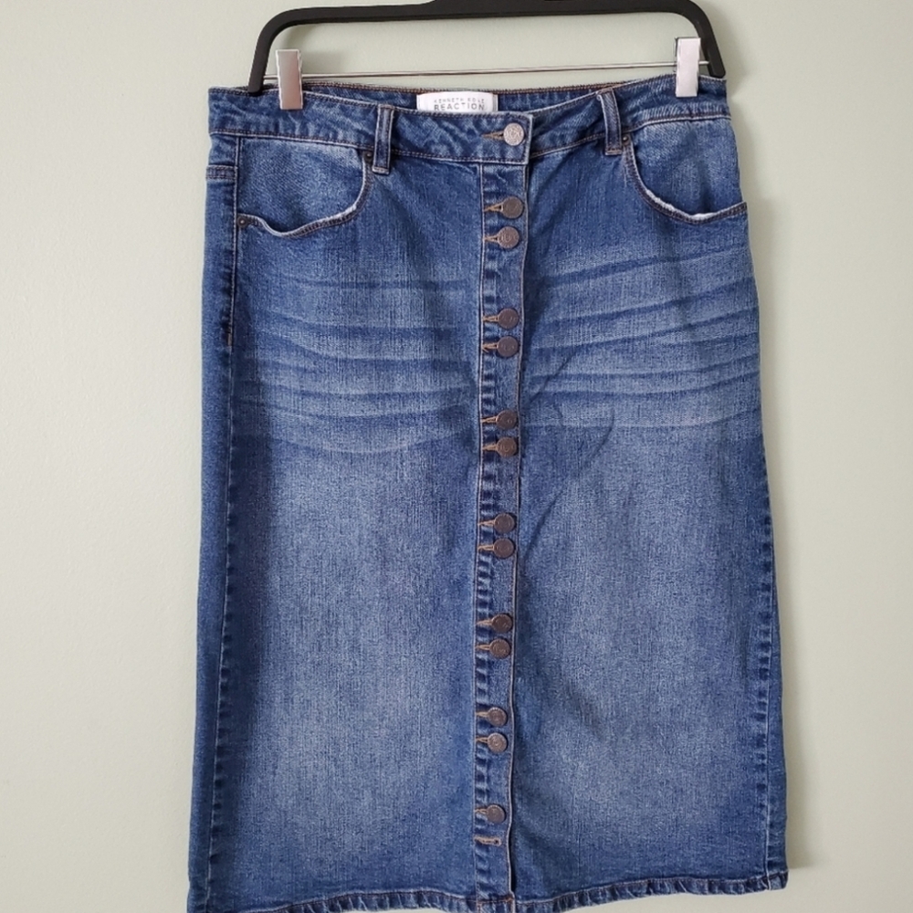 Kenneth Cole midi jean skirt size 10